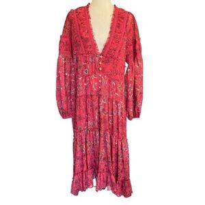 Chic Long Sleeve Floral Dress in Red